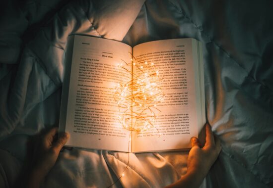 A book with fairy lights inside