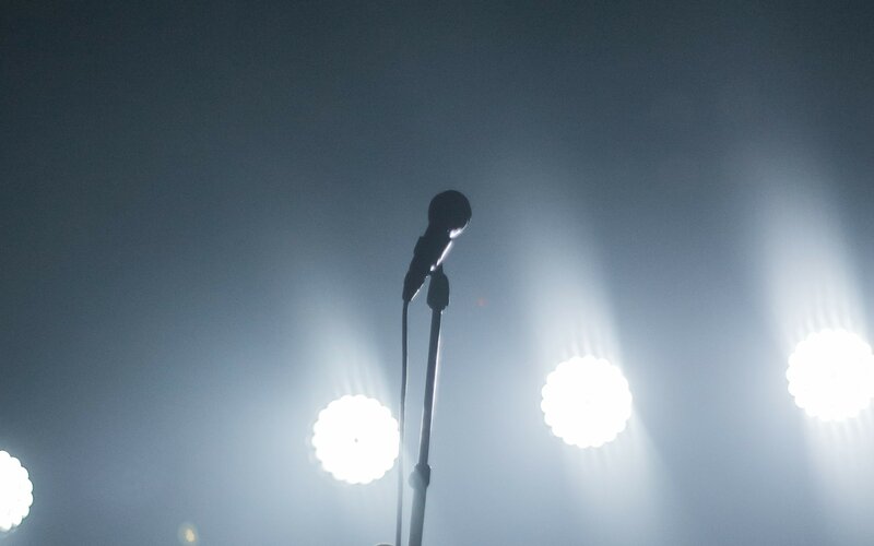 A microphone on a stage