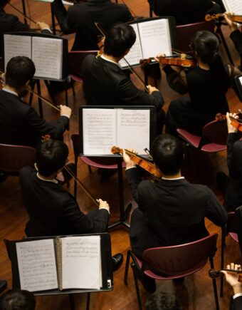 An orchestra play together