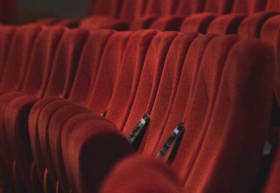 A bank of cinema seats