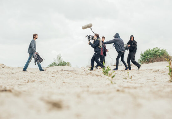 filmmaking on a beach