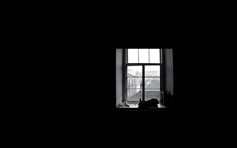 dark room and a window
