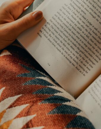 A person reads a book