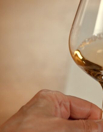 orange wine in glass