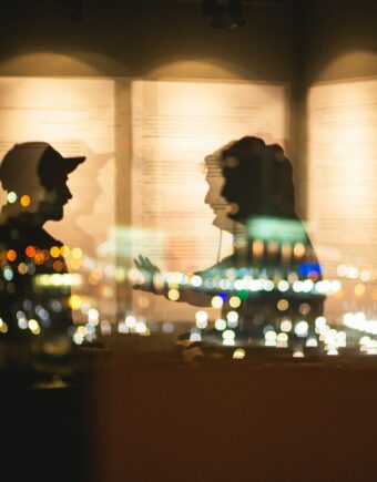 people talking in silhouette