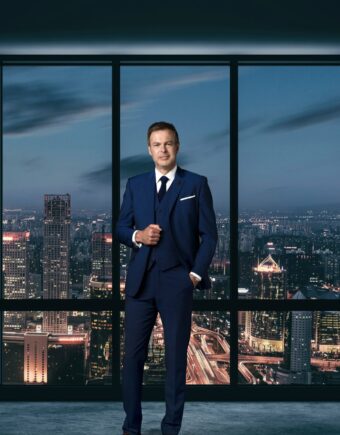 Peter Jones with London skyline
